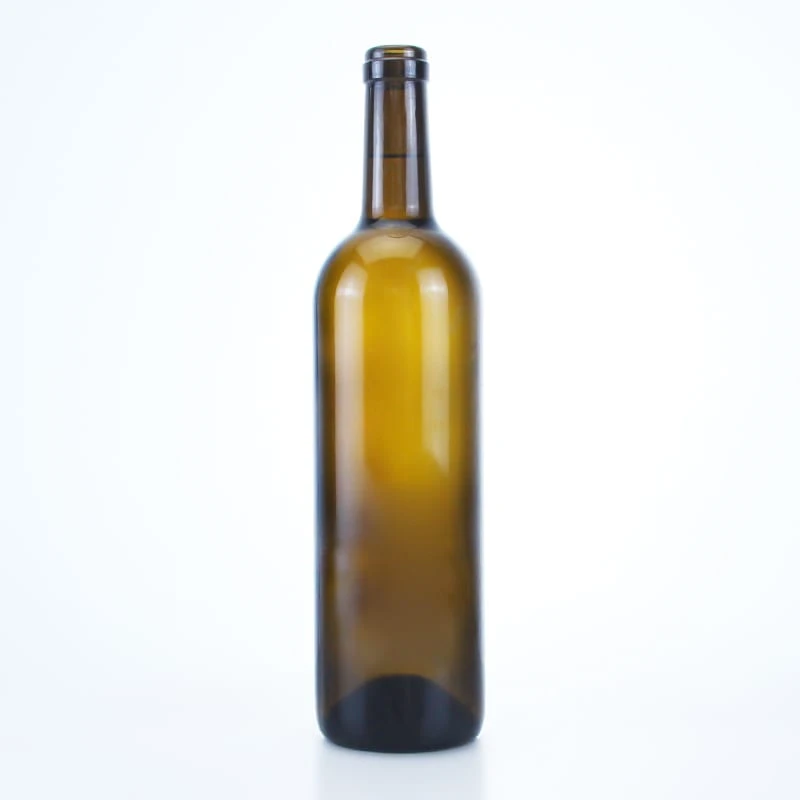 261-750ml amber color glass bordeaux bottle with cork for wine