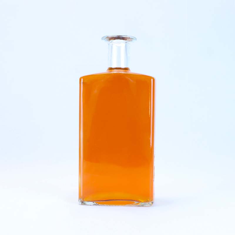 750ml clear square tall spirits glass bottle with stopper